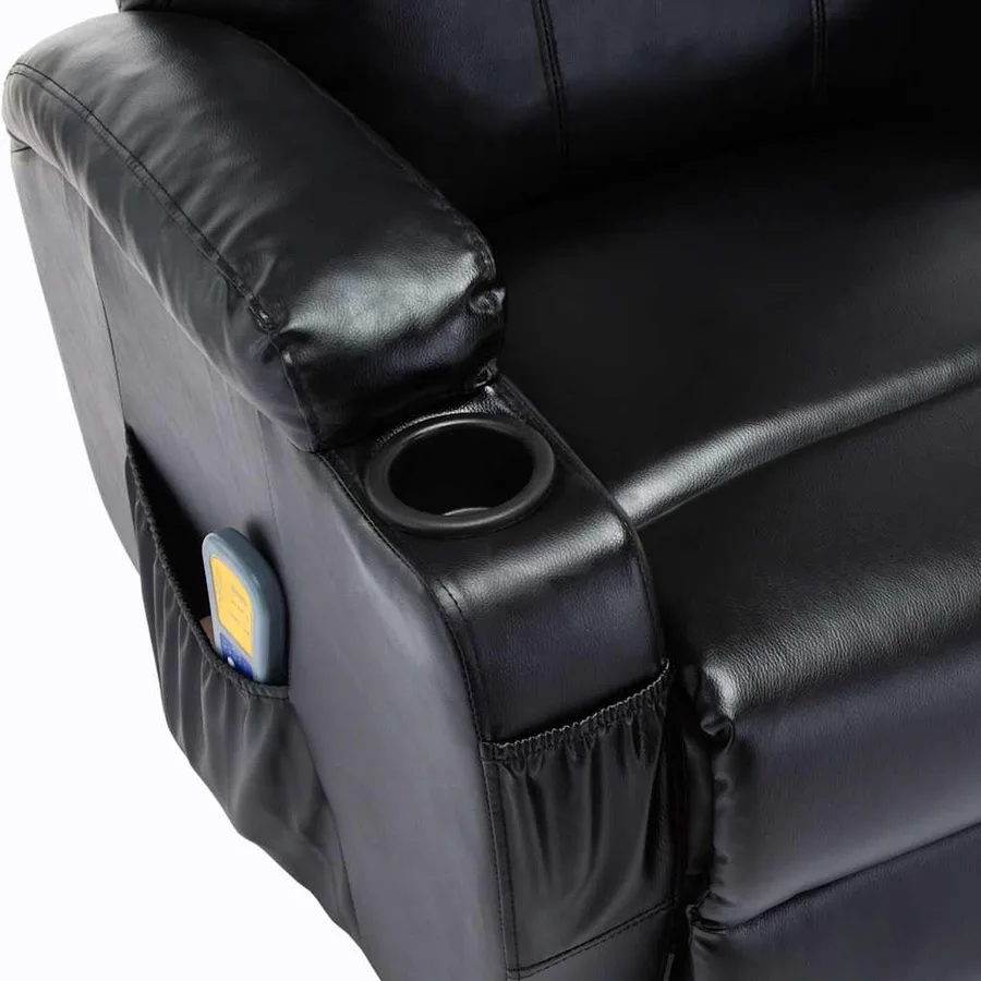 Fauteuil à bascule de massage Noir Similicuir - 9