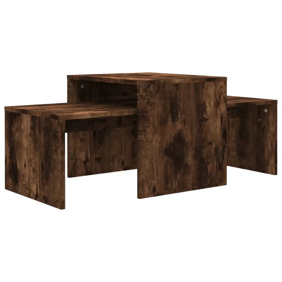 Ensemble table basse Chêne fumé 100x48x40 cm Bois d'ingénierie - 2