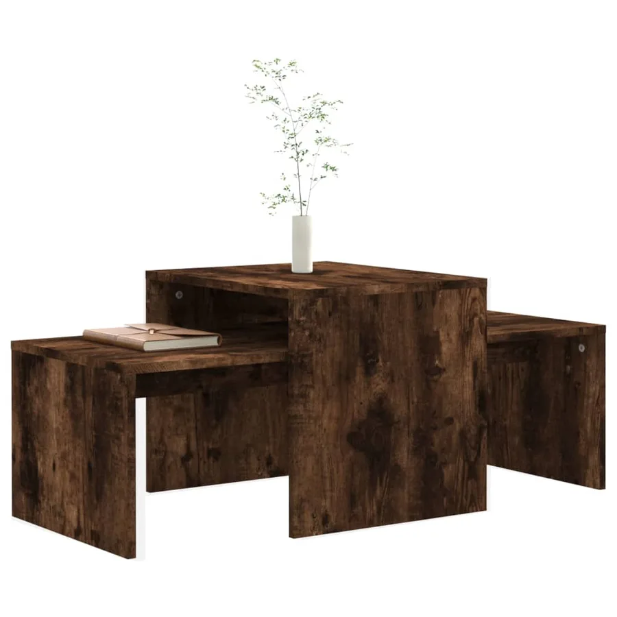 Ensemble table basse Chêne fumé 100x48x40 cm Bois d'ingénierie - 3