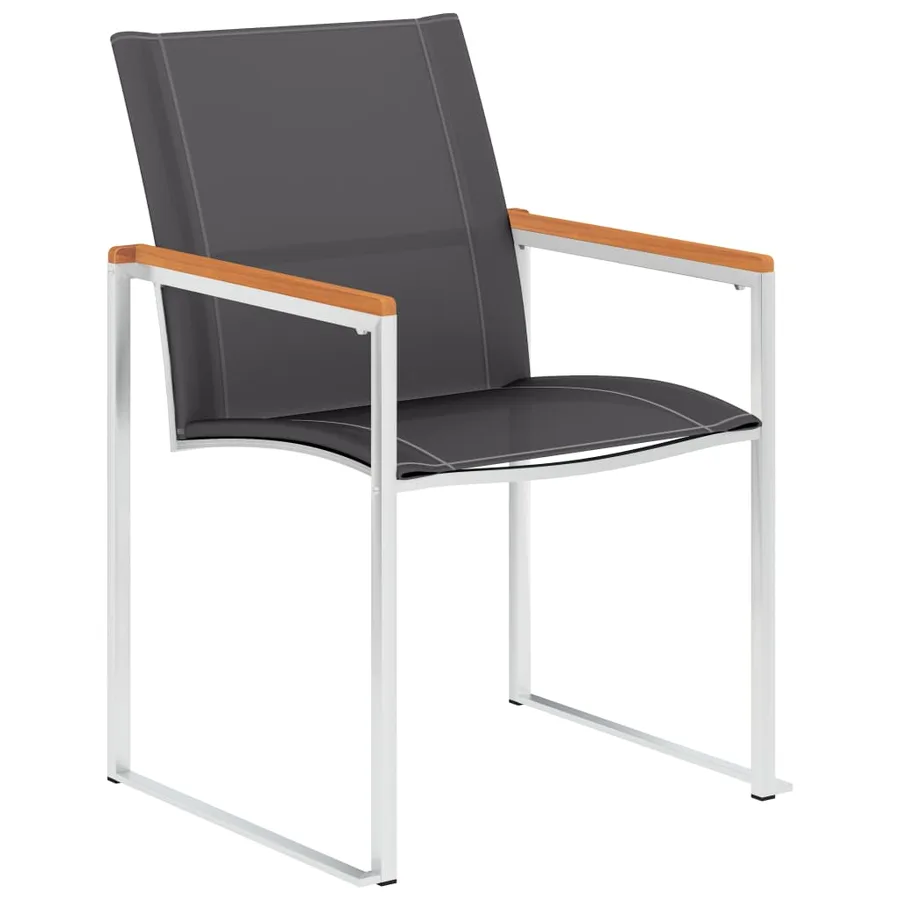 Chaises de jardin lot de 2 Textilène et acier inoxydable Gris - 2