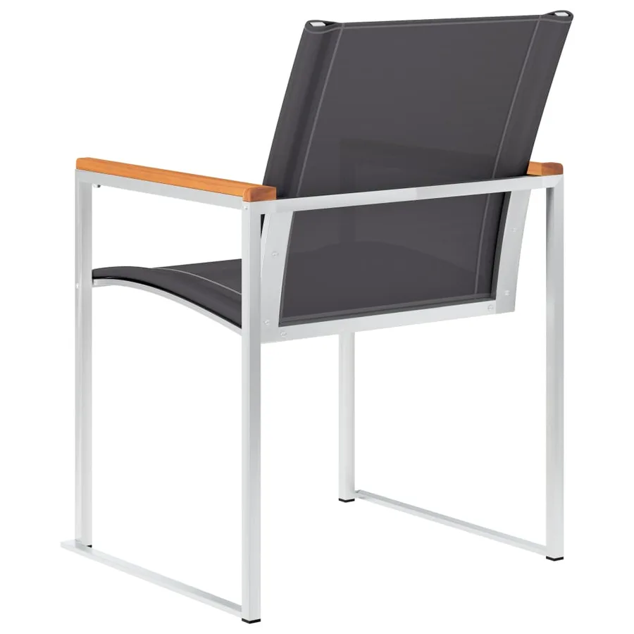 Chaises de jardin lot de 2 Textilène et acier inoxydable Gris - 5