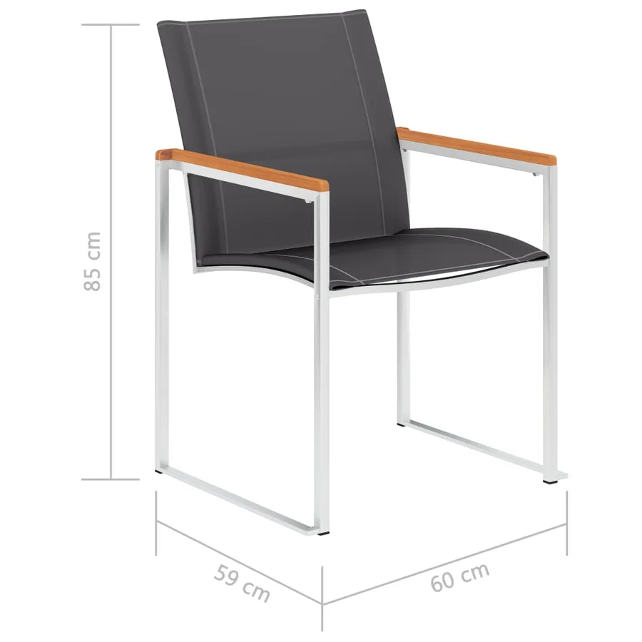Chaises de jardin lot de 2 Textilène et acier inoxydable Gris - 8
