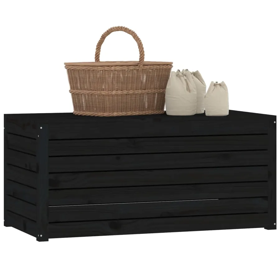 Boîte de jardin noir 101x50,5x46,5 cm bois massif de pin - 4