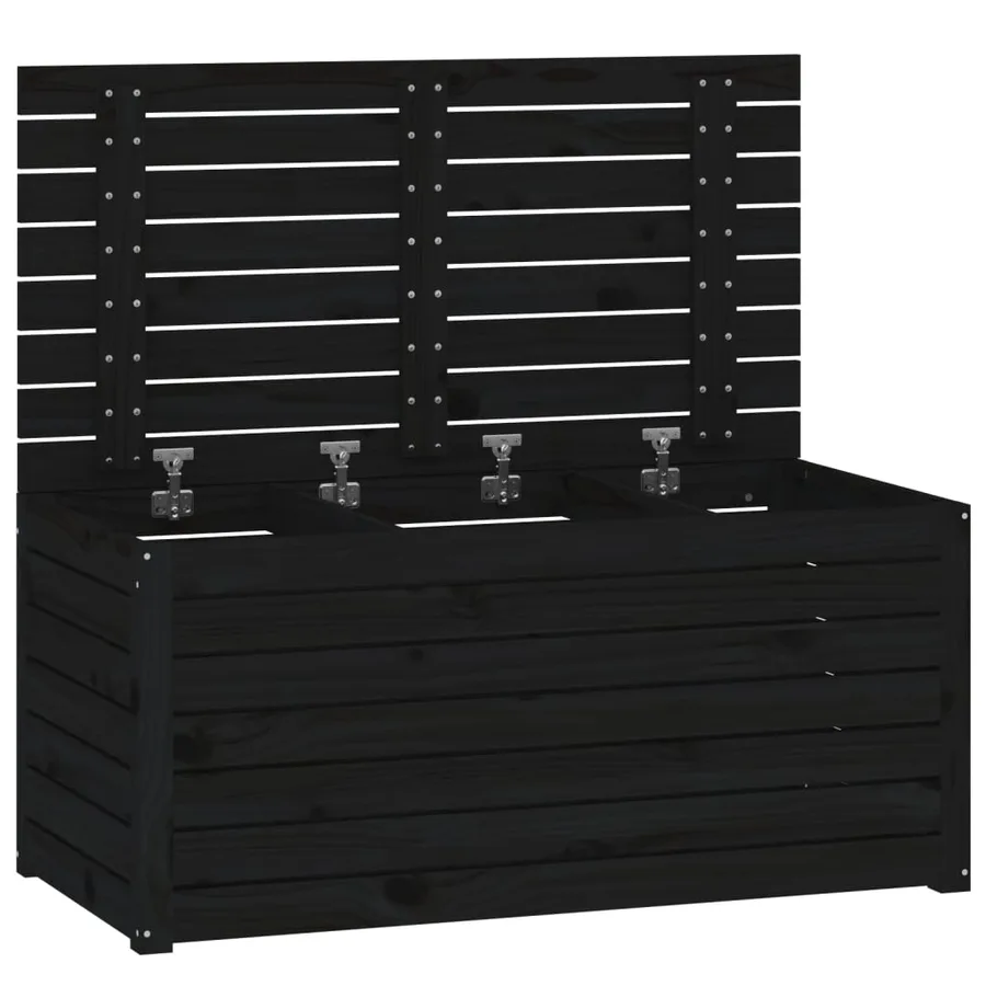 Boîte de jardin noir 101x50,5x46,5 cm bois massif de pin - 6