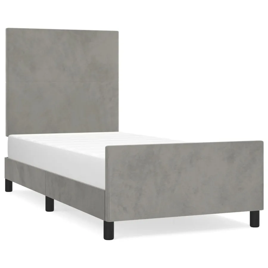 Cadre de lit sans matelas gris clair 80x200 cm velours - 2