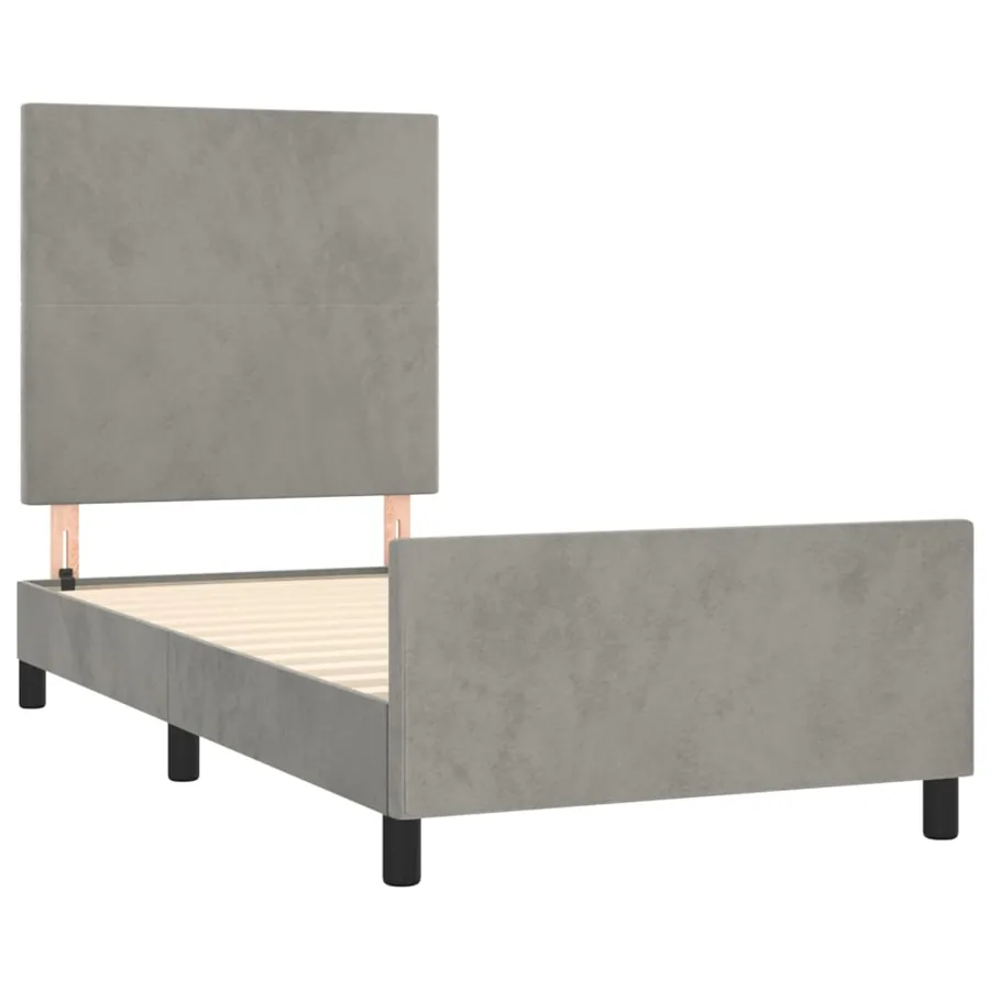 Cadre de lit sans matelas gris clair 80x200 cm velours - 4