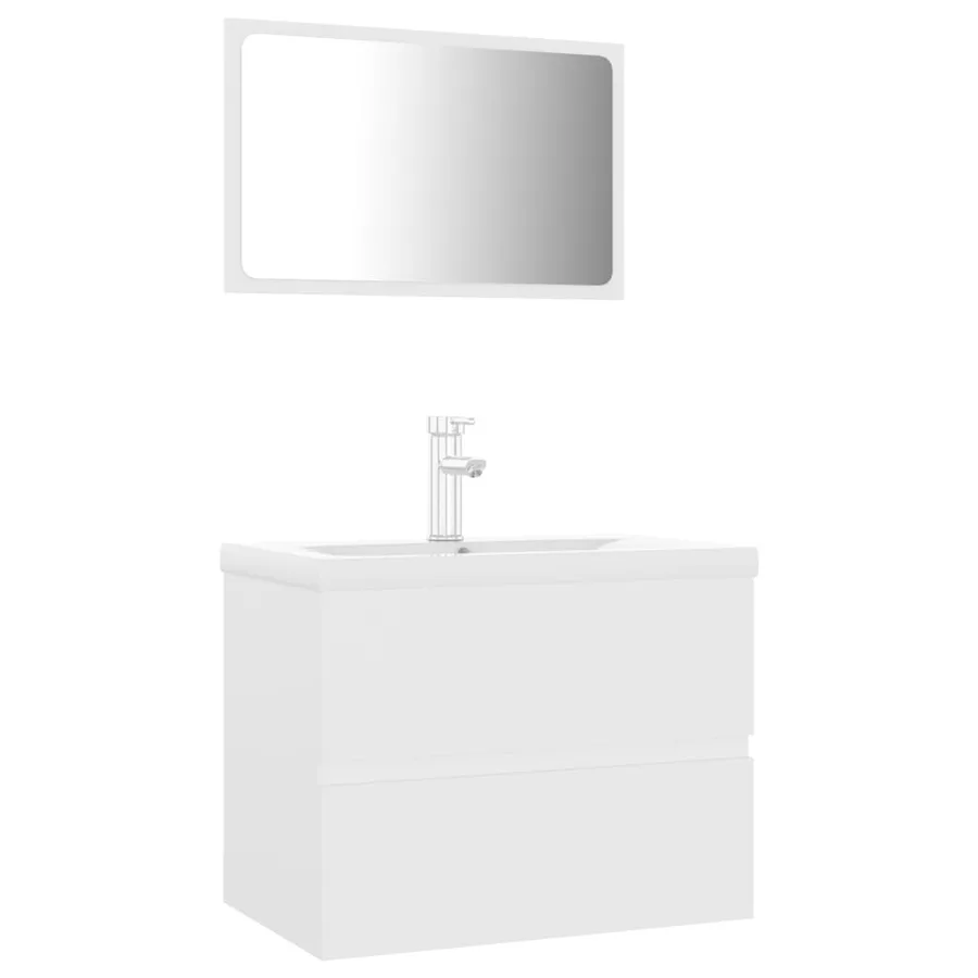 Meubles de salle de bain blanc bois d'ingénierie - 2