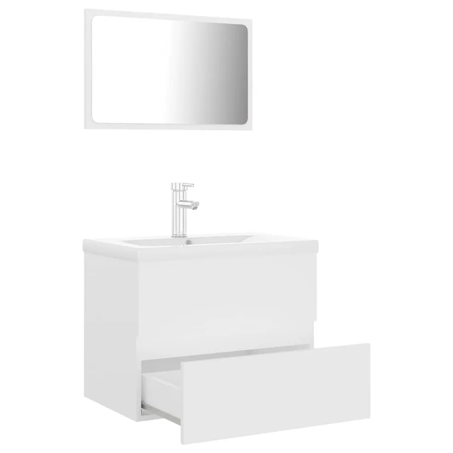Meubles de salle de bain blanc bois d'ingénierie - 3
