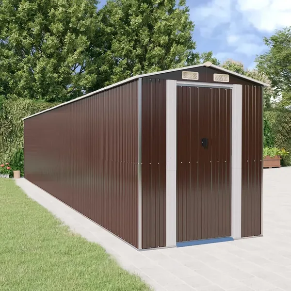Abri de jardin Marron foncé 192x1021x223 cm Métal galvanisé