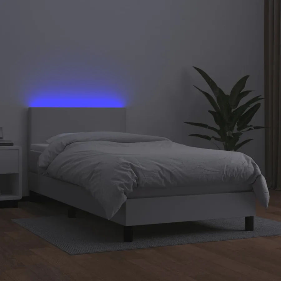 Sommier à lattes de lit avec matelas et LED Blanc 80x200cm - 4