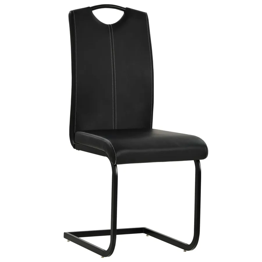 Chaises à manger cantilever lot de 6 noir similicuir - 2