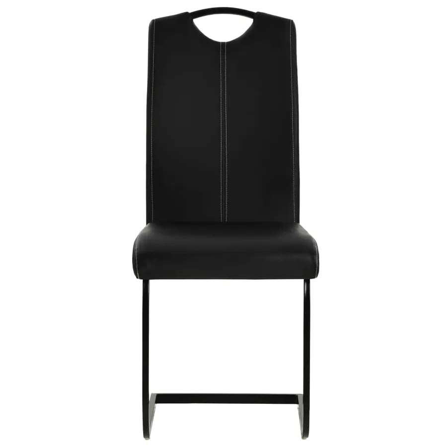 Chaises à manger cantilever lot de 6 noir similicuir - 3