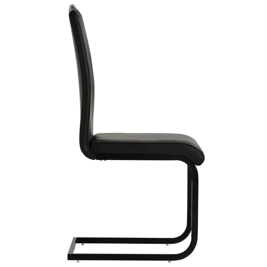 Chaises à manger cantilever lot de 6 noir similicuir - 4