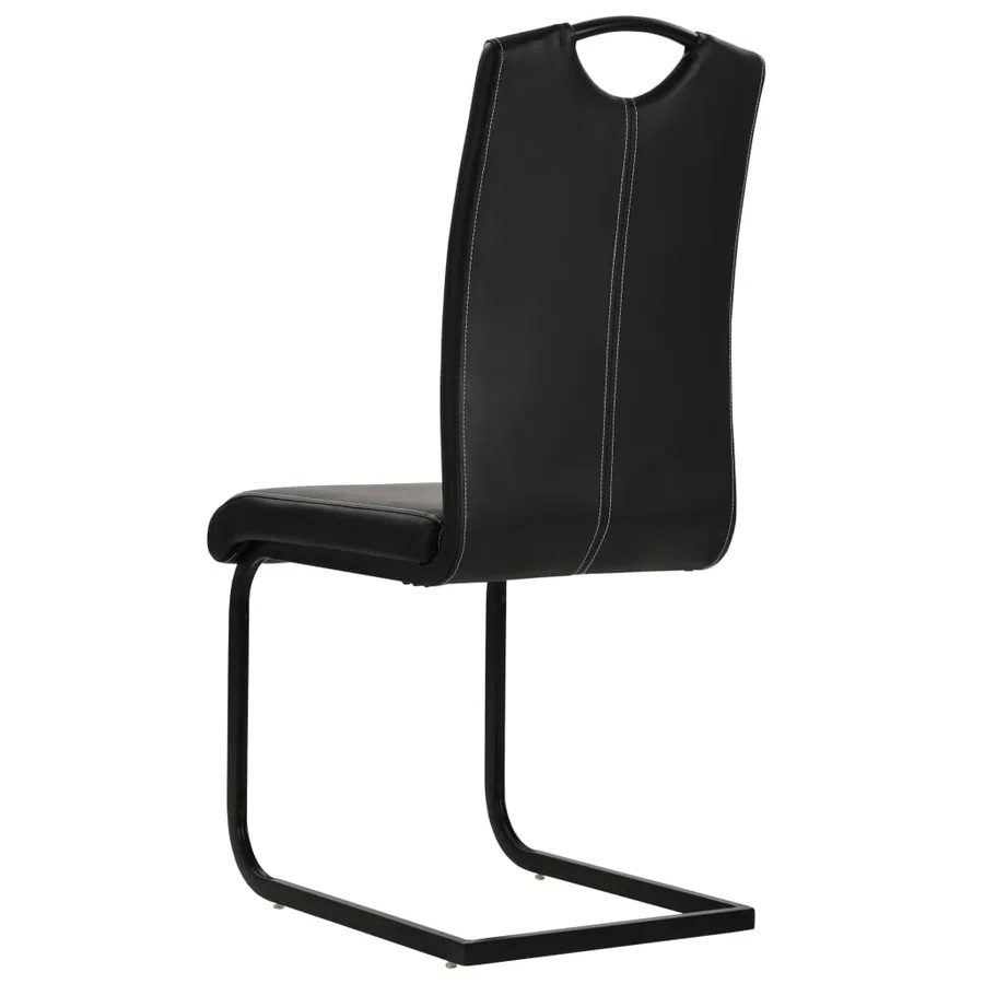 Chaises à manger cantilever lot de 6 noir similicuir - 5