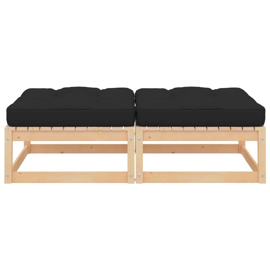 Repose-pieds de jardin avec coussins lot de 2 Pin massif - 2