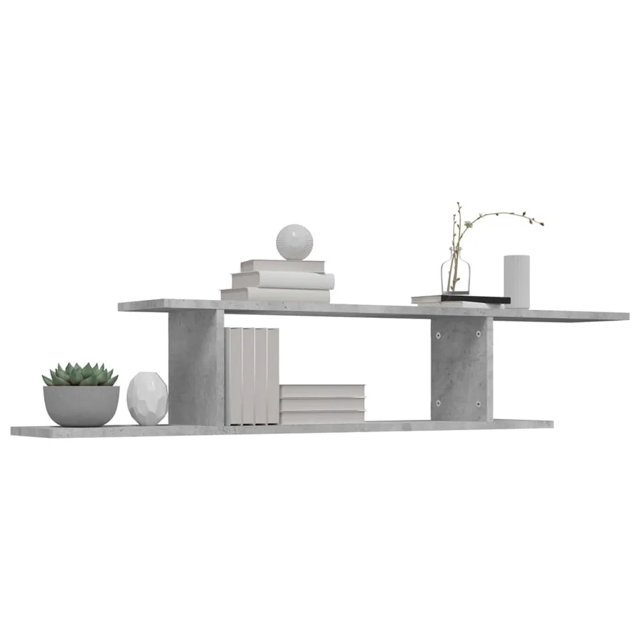 Étagère TV murale Gris béton 125x18x23 cm Bois d’ingénierie - 4