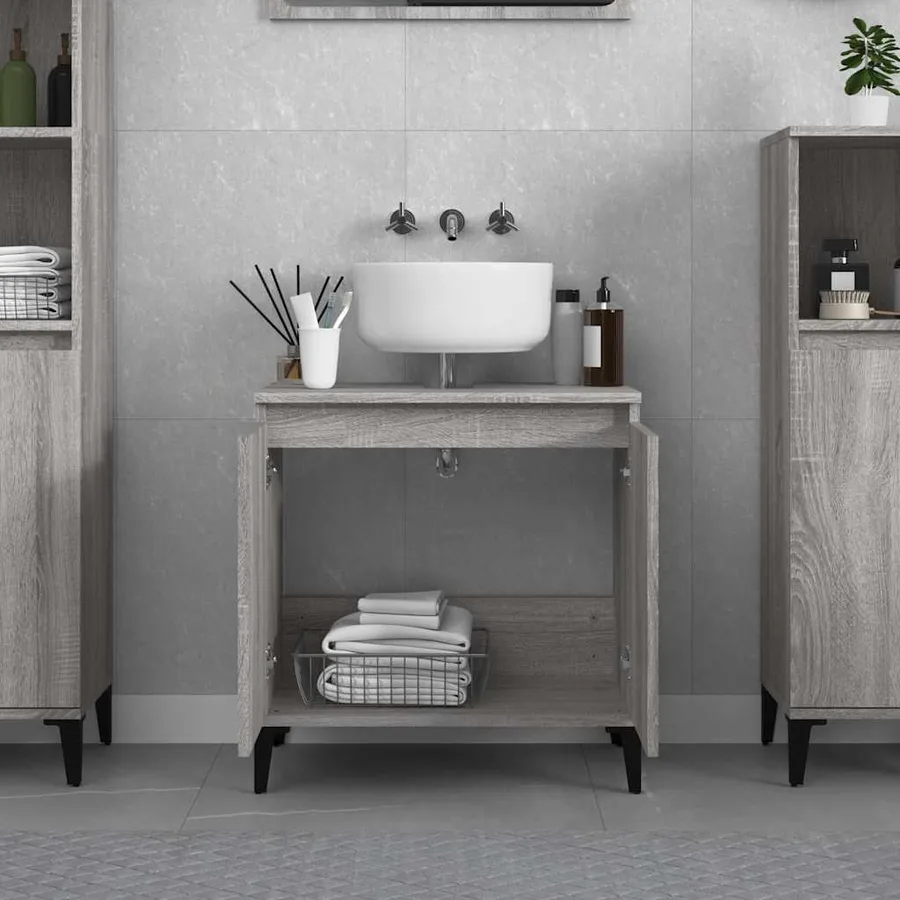 Meuble d'évier sonoma gris 58x33x60 cm bois d'ingénierie - 3