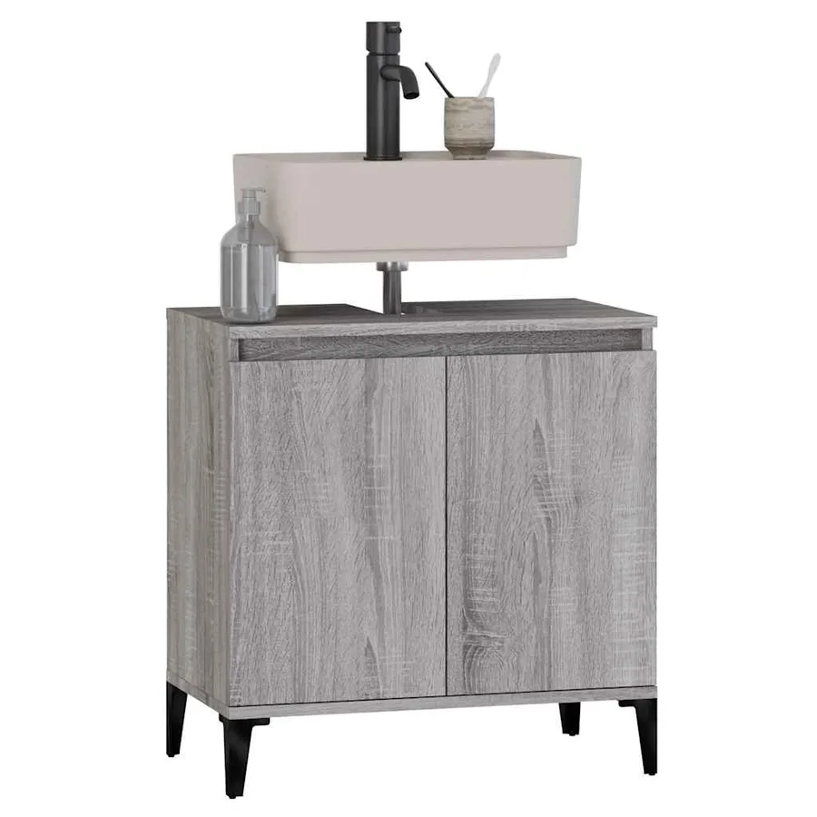 Meuble d'évier sonoma gris 58x33x60 cm bois d'ingénierie - 4
