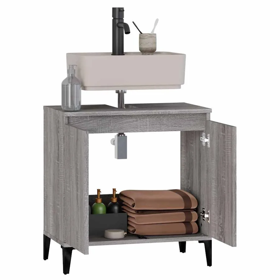 Meuble d'évier sonoma gris 58x33x60 cm bois d'ingénierie - 5