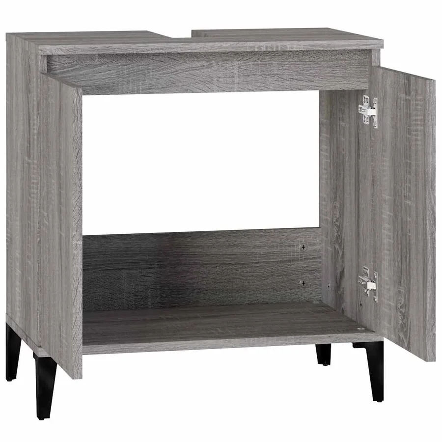 Meuble d'évier sonoma gris 58x33x60 cm bois d'ingénierie - 7