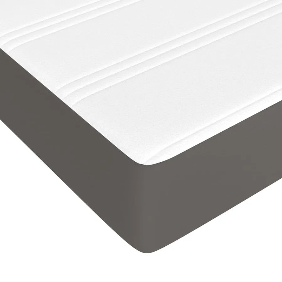 Matelas de lit à ressorts ensachés fermeté moyenne Gris 90x200x20 cm Similicuir - 5