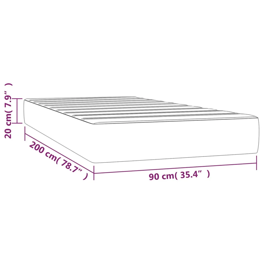 Matelas de lit à ressorts ensachés fermeté moyenne Gris 90x200x20 cm Similicuir - 7