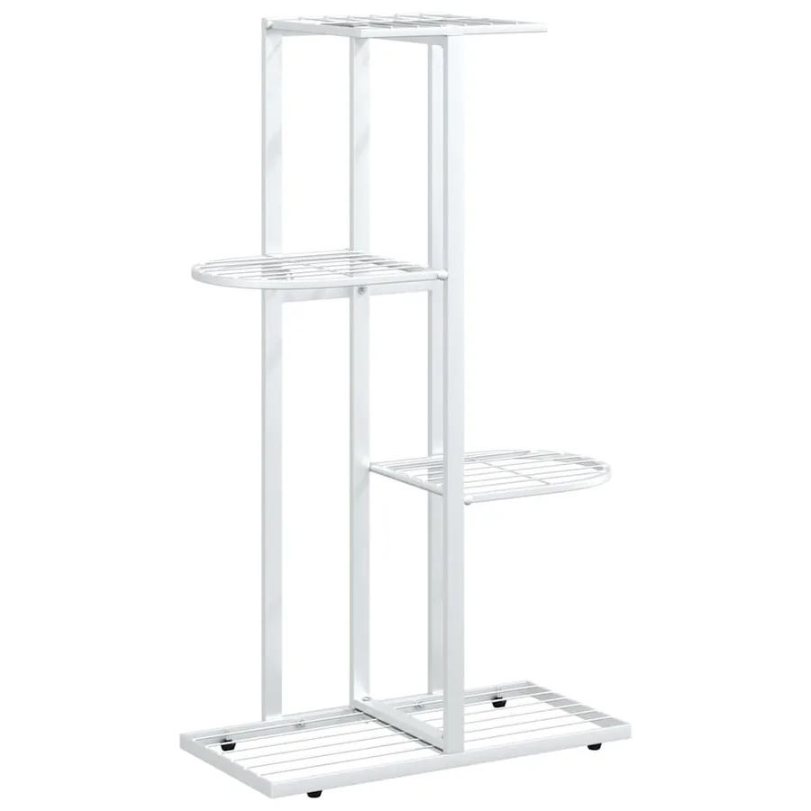 Support pour plantes 4 niveaux 43x22x76 cm Blanc Métal - 2