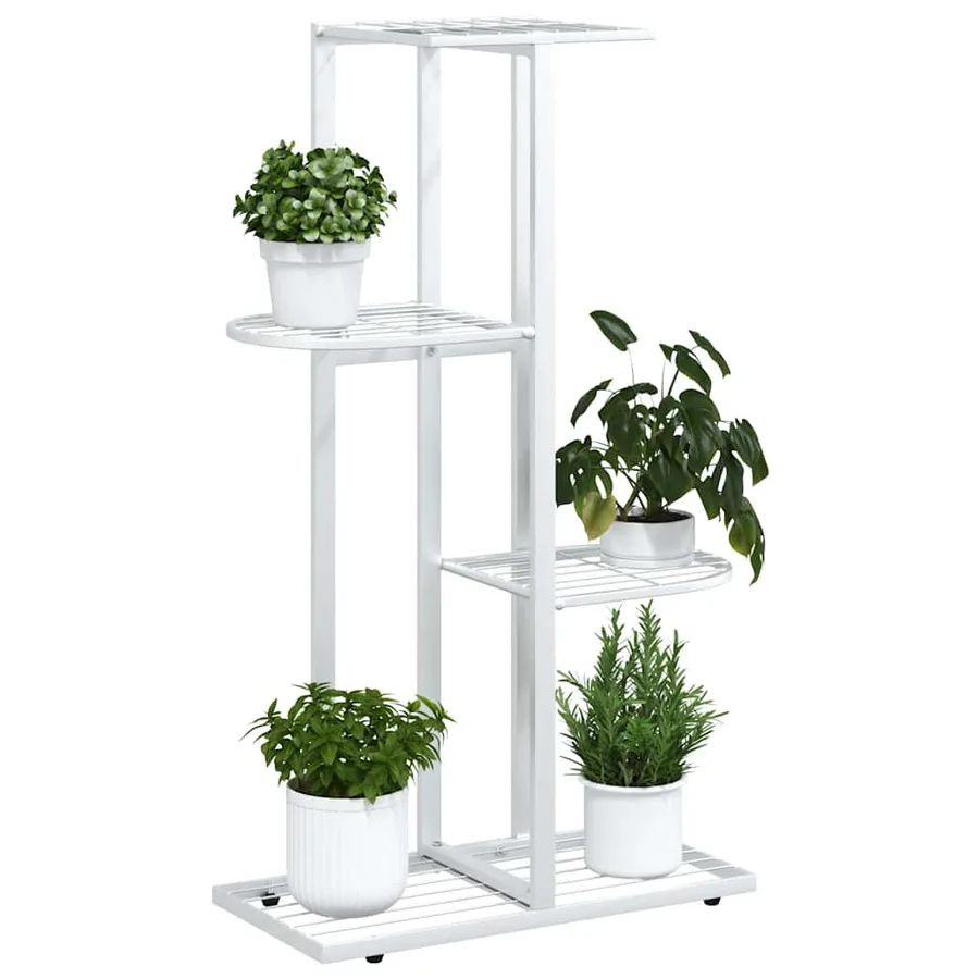 Support pour plantes 4 niveaux 43x22x76 cm Blanc Métal - 4