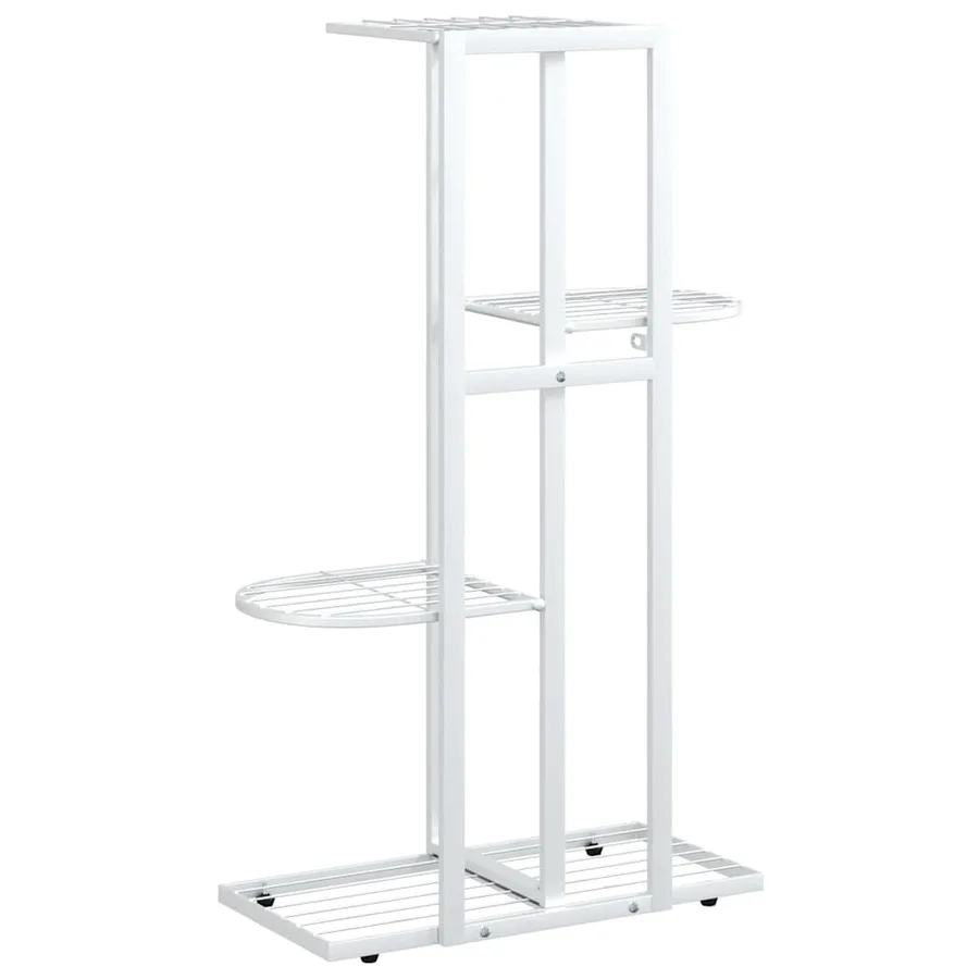 Support pour plantes 4 niveaux 43x22x76 cm Blanc Métal - 7