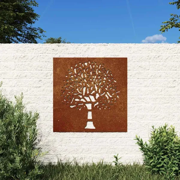 Décoration murale jardin 55x55 cm acier corten design d'arbre