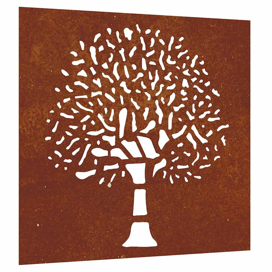Décoration murale jardin 55x55 cm acier corten design d'arbre - 2