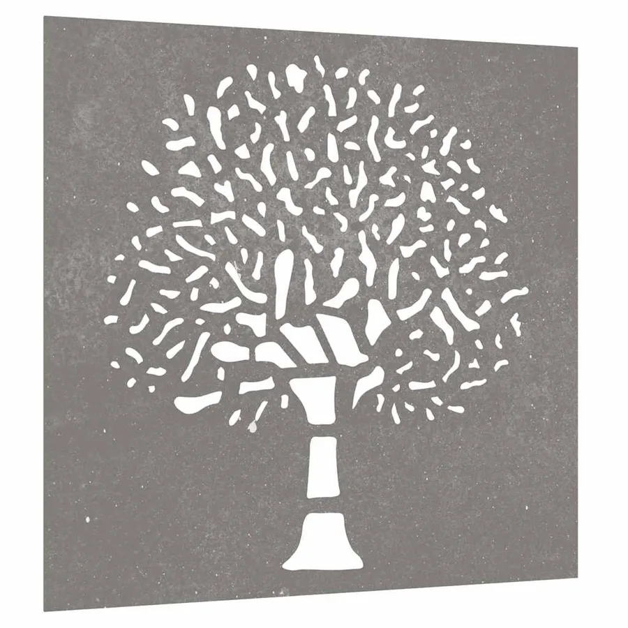 Décoration murale jardin 55x55 cm acier corten design d'arbre - 3