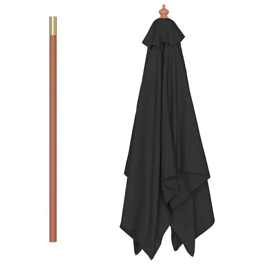 Parasol de jardin avec mât en bois noir 150x200 cm - 5