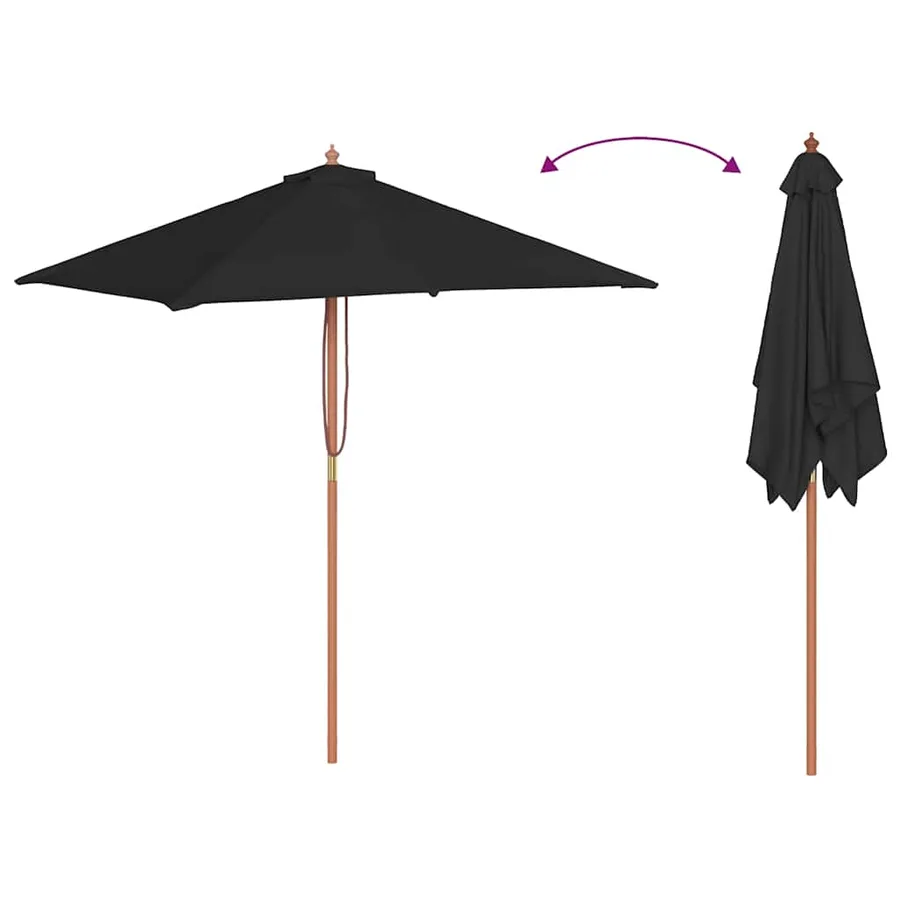 Parasol de jardin avec mât en bois noir 150x200 cm - 6