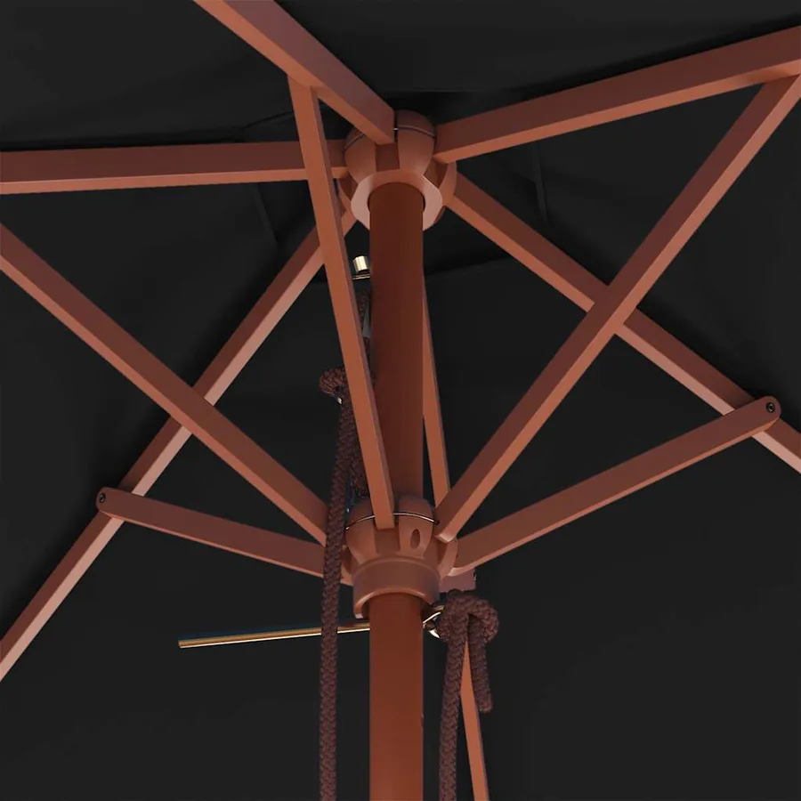 Parasol de jardin avec mât en bois noir 150x200 cm - 8