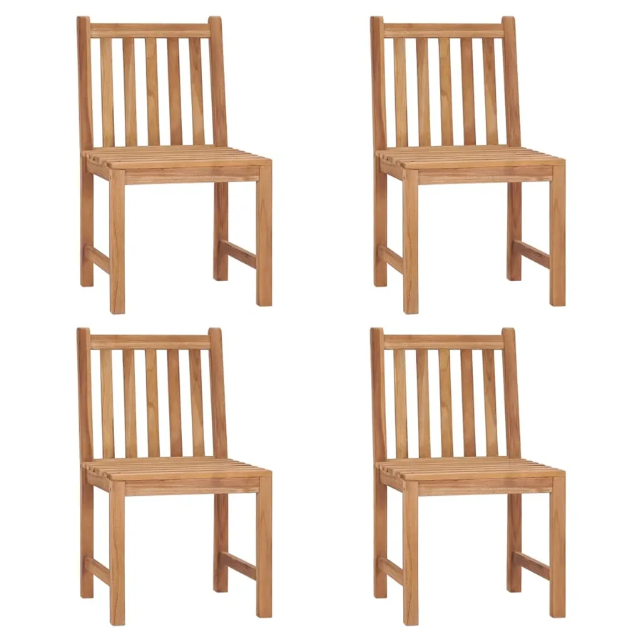 Chaises de jardin lot de 4 avec coussins Bois de teck massif - 2