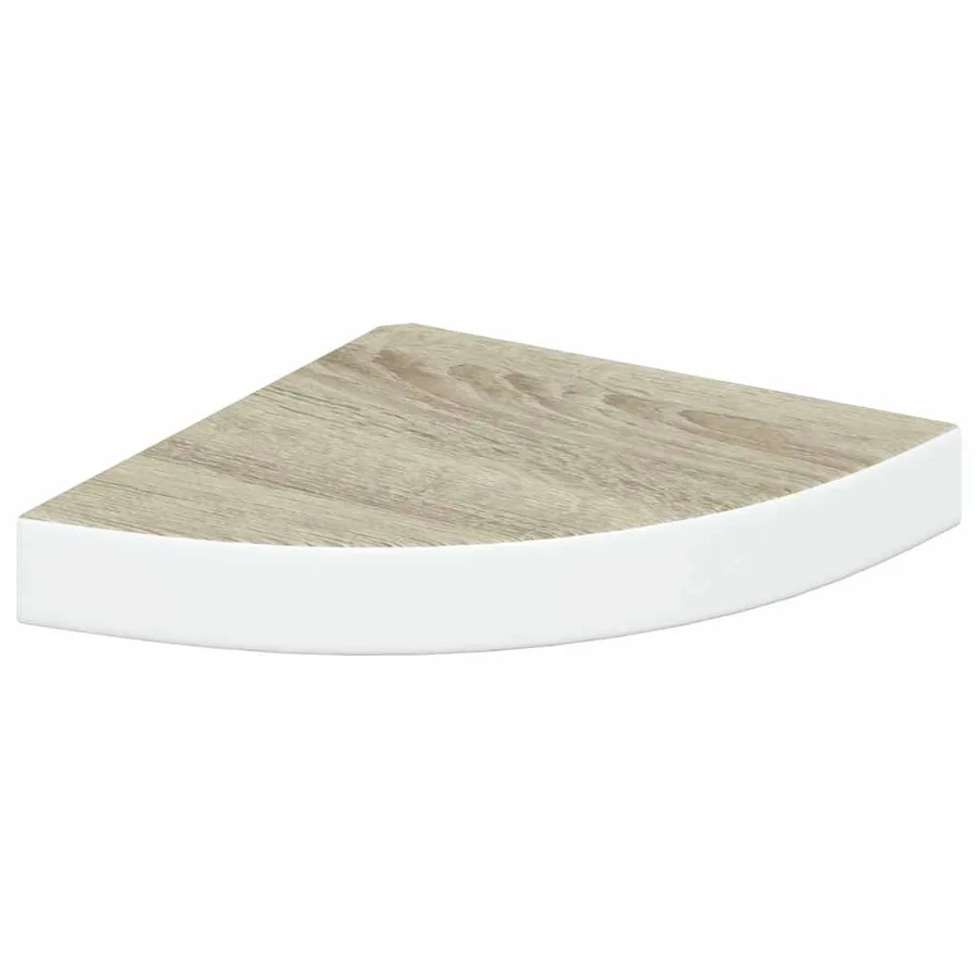 Étagères d'angle murales 2 pcs Chêne et blanc 25x25x3,8 cm MDF - 5