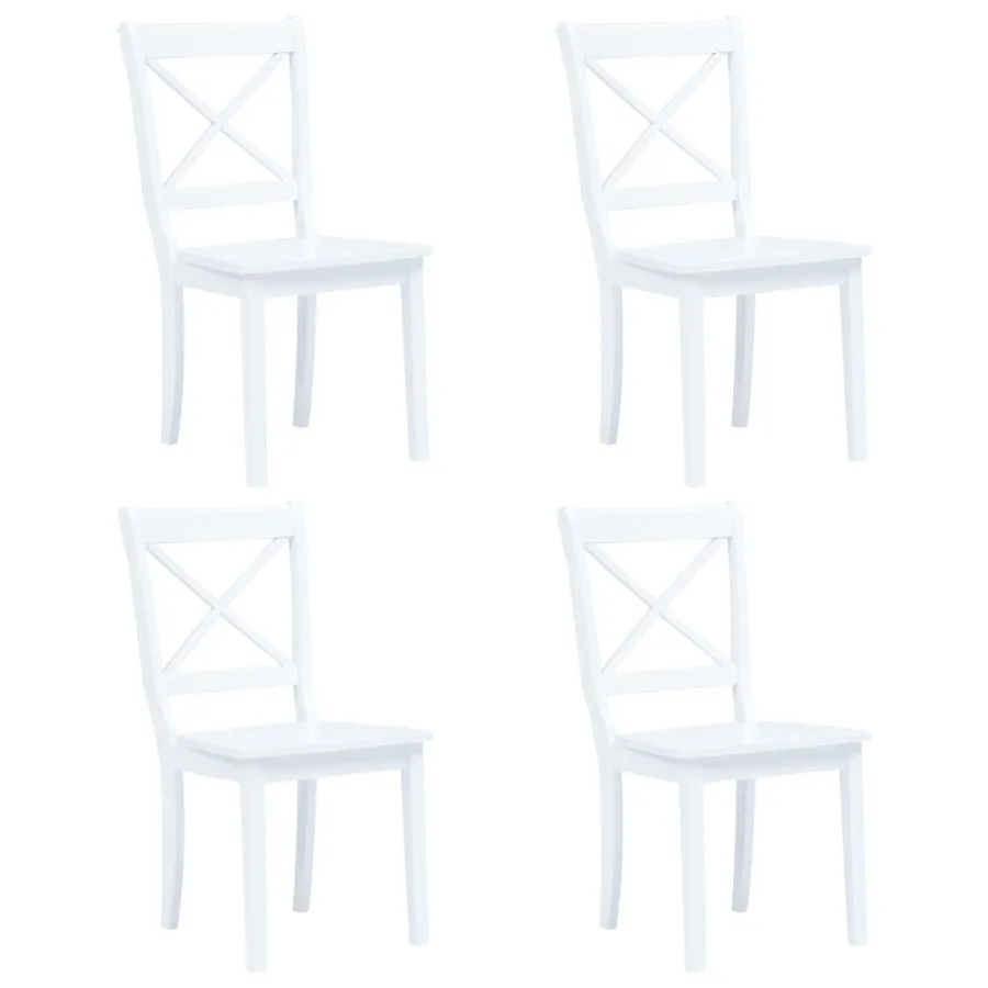 Chaises à manger lot de 4 blanc bois d'hévéa massif