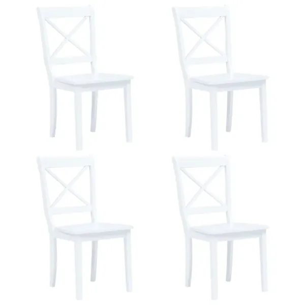 Chaises à manger lot de 4 blanc bois d'hévéa massif