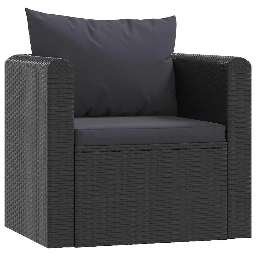 Salon de jardin 7 pcs avec coussins Résine tressée Noir - 4