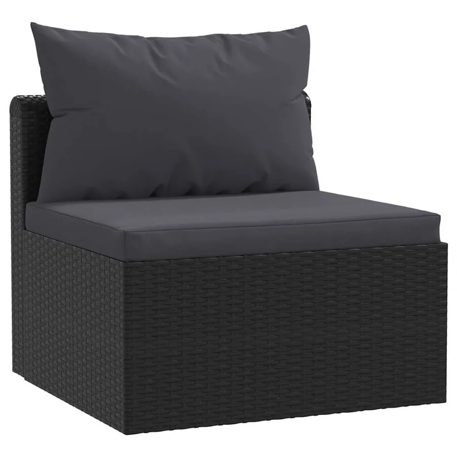 Salon de jardin 7 pcs avec coussins Résine tressée Noir - 6