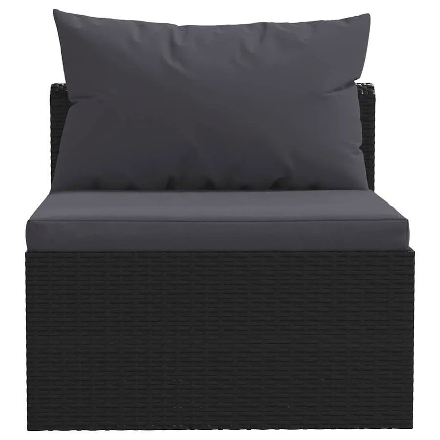 Salon de jardin 7 pcs avec coussins Résine tressée Noir - 7