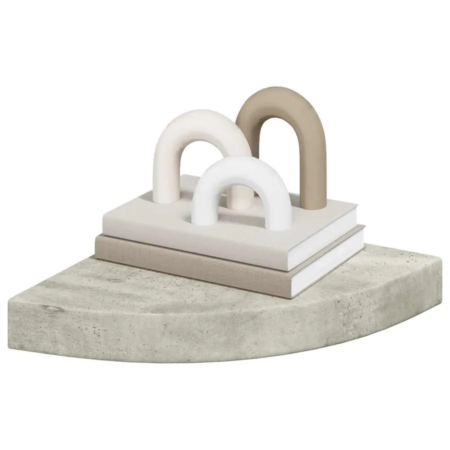 Étagère d'angle murale Gris béton 25x25x3,8 cm MDF - 4