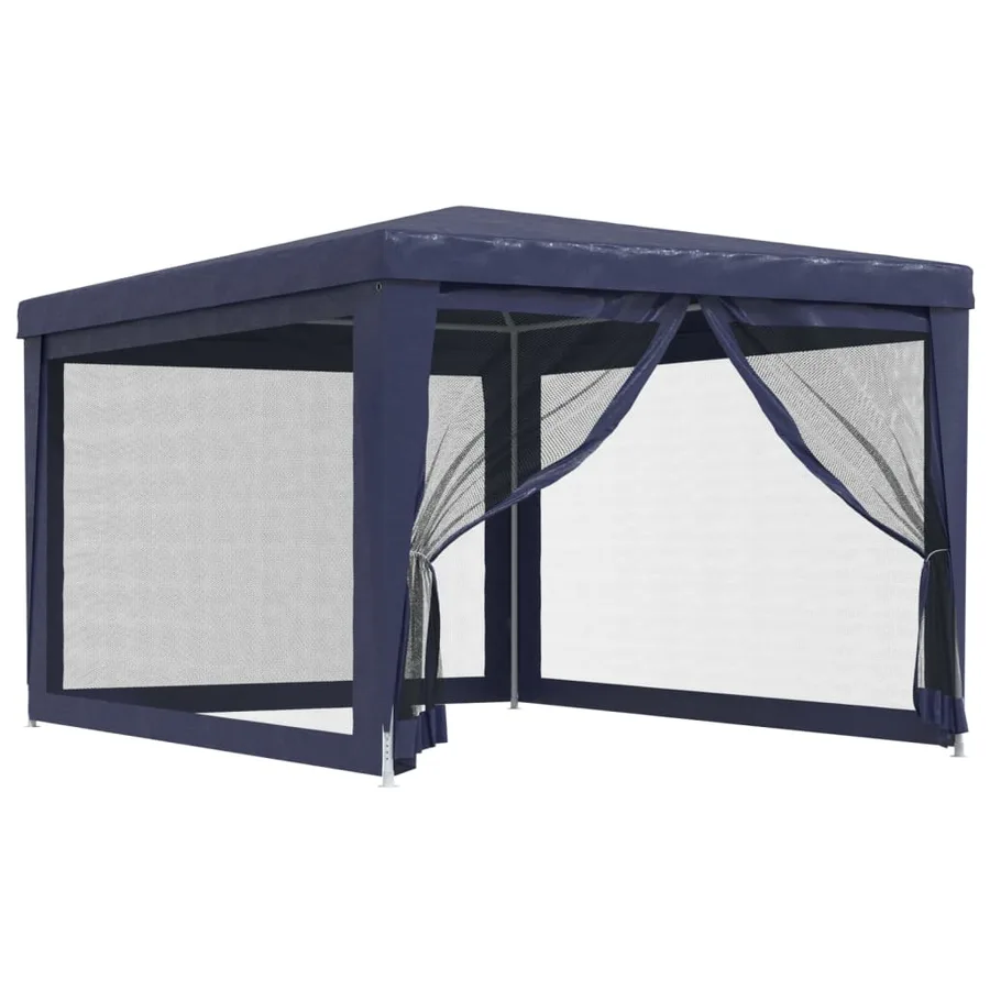 Tente de fête avec 4 parois latérales en maille Bleu 3x4 m PEHD - 2