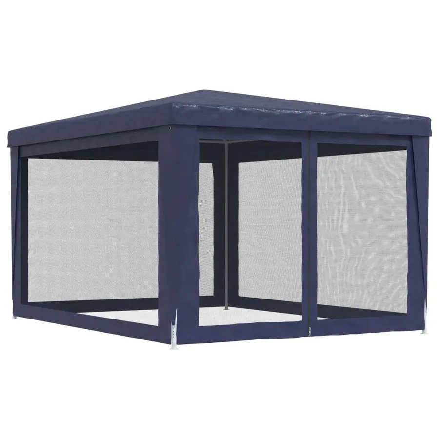 Tente de fête avec 4 parois latérales en maille Bleu 3x4 m PEHD - 5