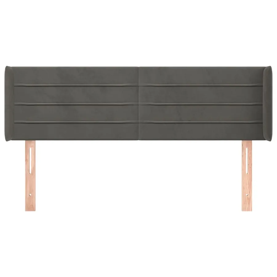 Tête de lit avec oreilles Gris foncé 147x16x78/88 cm Velours - 3