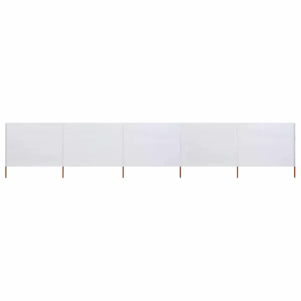 Paravent 5 panneaux Tissu 600 x 80 cm Blanc sable