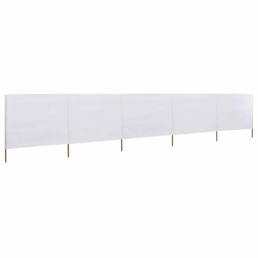 Paravent 5 panneaux Tissu 600 x 80 cm Blanc sable - 2
