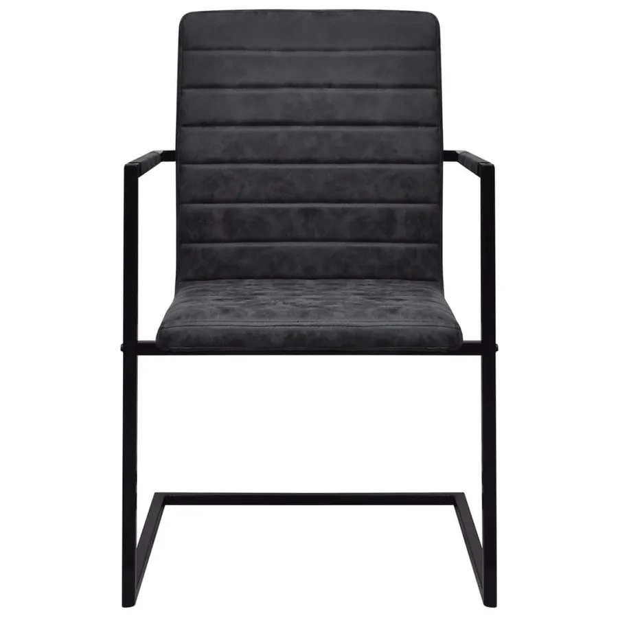 Chaises à manger cantilever lot de 2 noir similicuir - 3