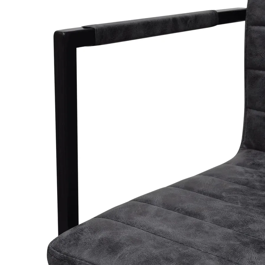 Chaises à manger cantilever lot de 2 noir similicuir - 5